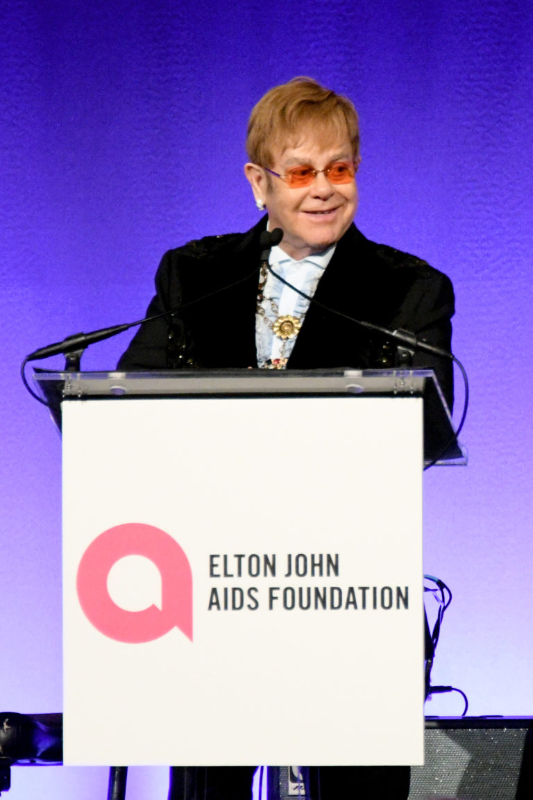 Elton John speaks onstage