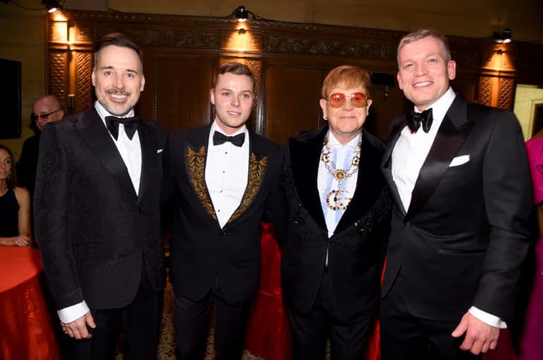 David Furnish, Jordan Girard, Elton John, and Joe McMillan