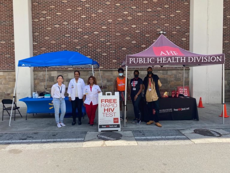 The AIDS Healthcare Foundation join the Elton John AIDS Foundation and Walmart for a free HIV testing event at a Walmart store in Atlanta.