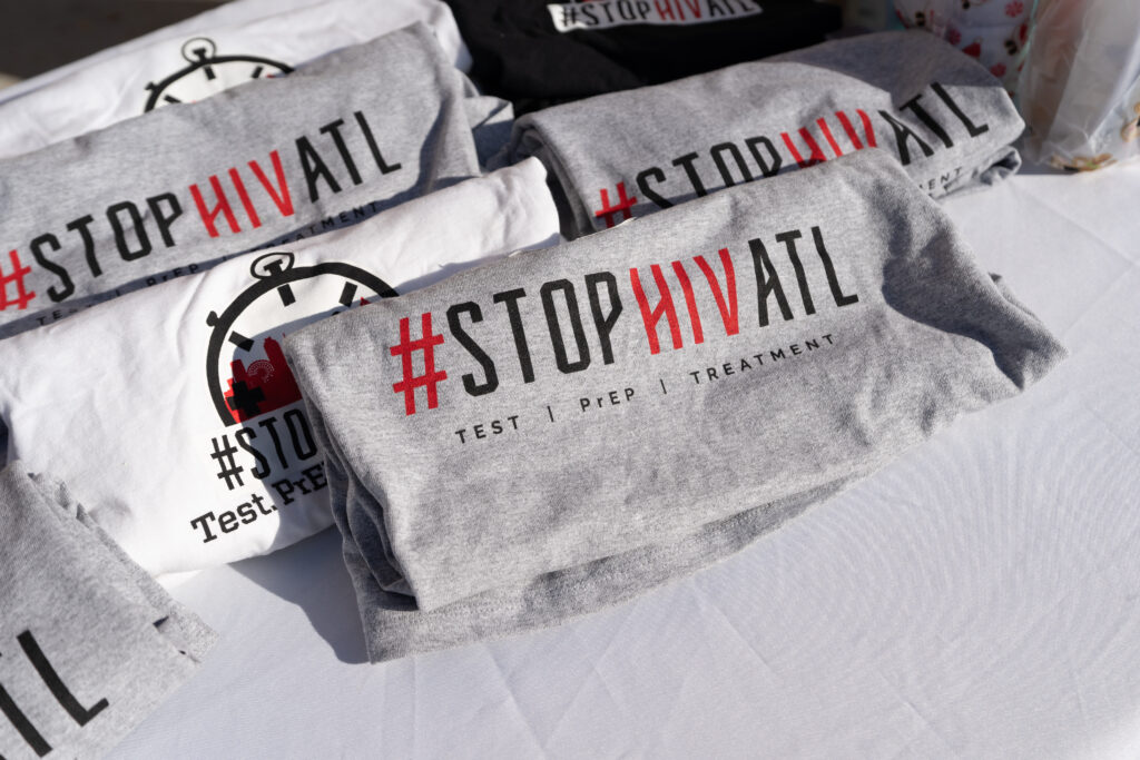 #STOPHIVATL printed t-shirts promoting testing, PrEP and HIV treatment