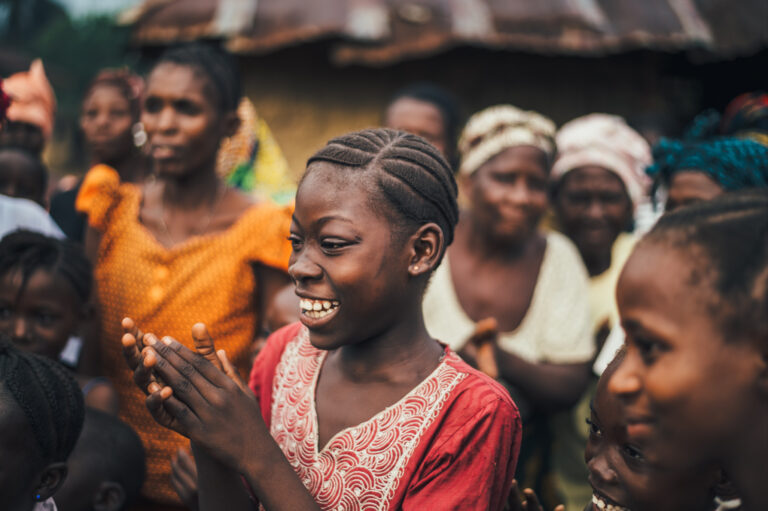 Young woman among her peers