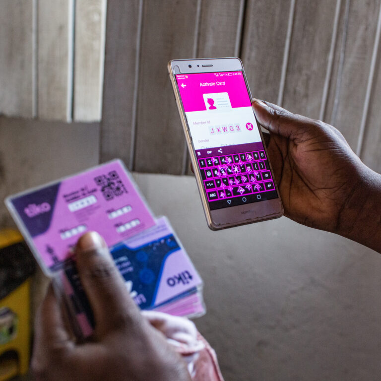 Tiko digital health app and registration card that is used by young people in the community.